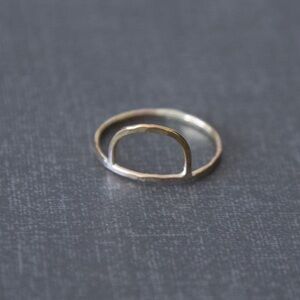 Handmade Hammered Demi Moon Ring 14k Gold or Rose Gold, NWT